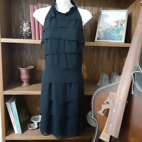 MSK Black Ruffled Dressy Dress Sz 6 - Picture 1 of 5